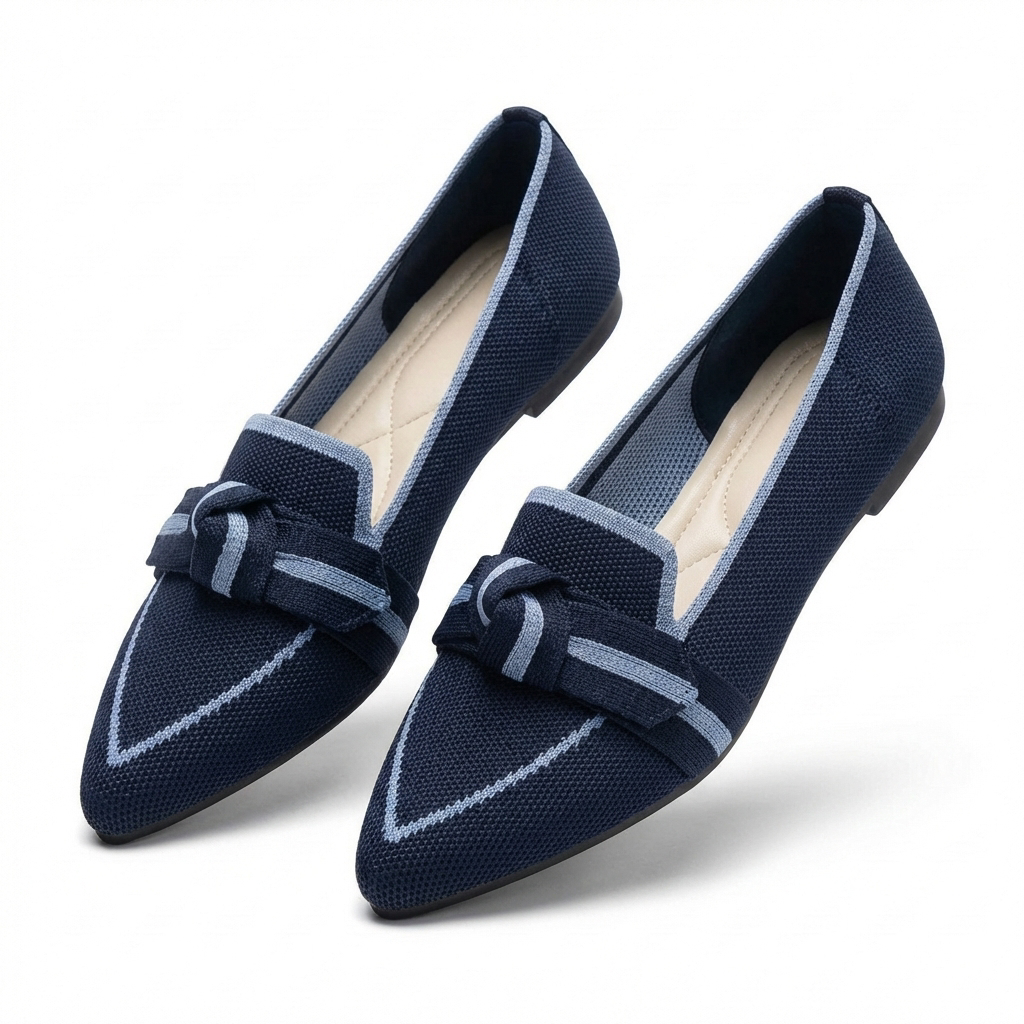 Sienna | Women's Breathable Knit Bow-Detail Pointed Toe Flats