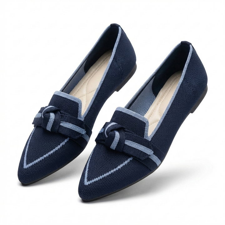Sienna | Women's Breathable Knit Bow-Detail Pointed Toe Flats
