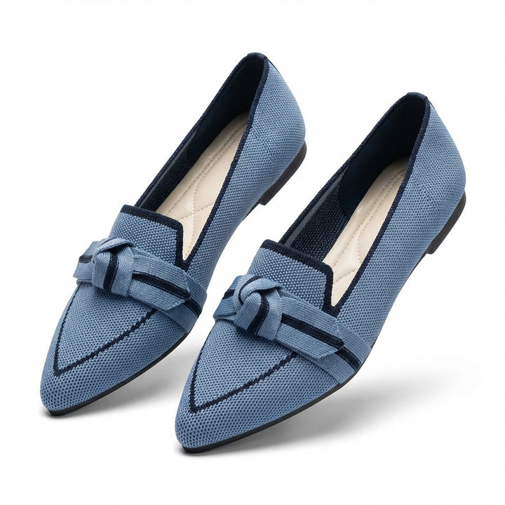 Sienna | Women's Breathable Knit Bow-Detail Pointed Toe Flats