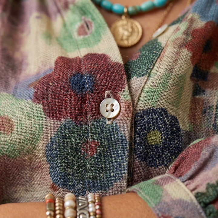 Sienna | Women's Chiffon Bold Floral Button-Down Blouse
