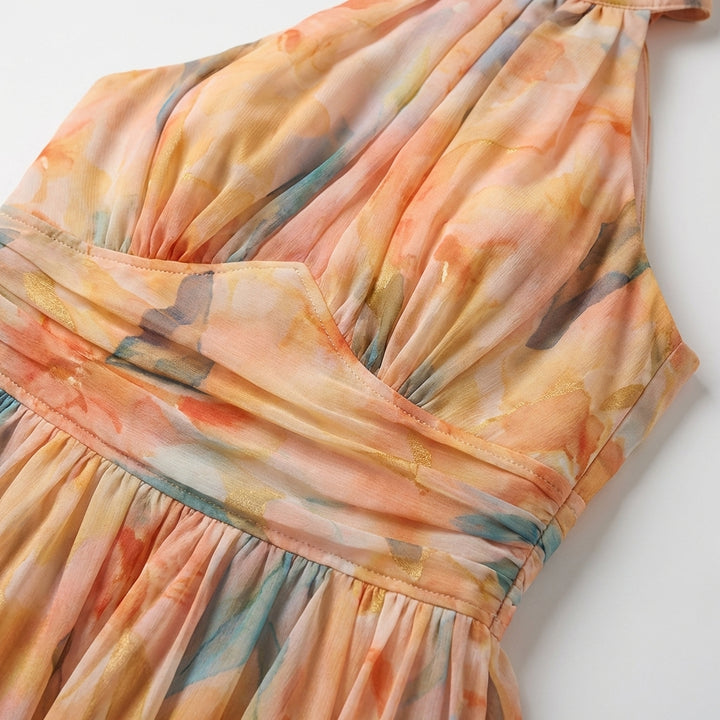 Sienna | Women's Chiffon Floral Halterneck Wrap Midi Dress