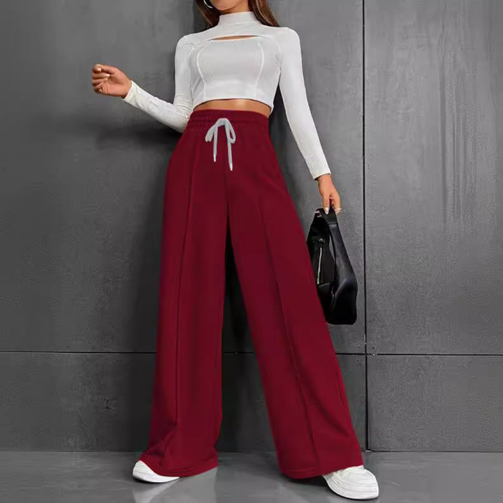 Sienna | Women's Cotton High-Waist Drawstring Wide-Leg Pants