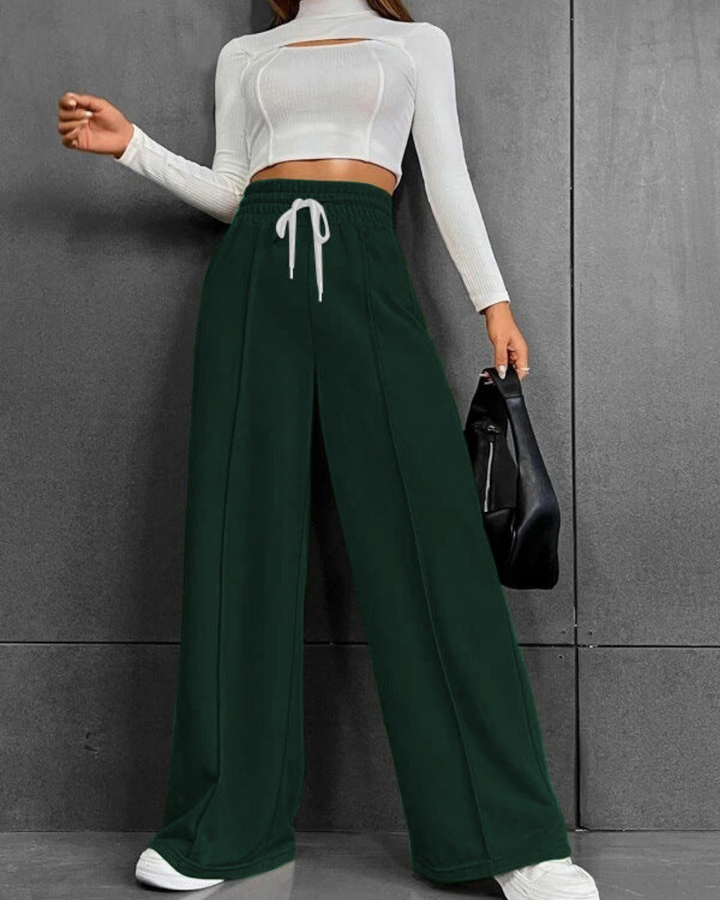 Sienna | Women's Cotton High-Waist Drawstring Wide-Leg Pants