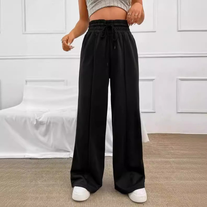 Sienna | Women's Cotton High-Waist Drawstring Wide-Leg Pants