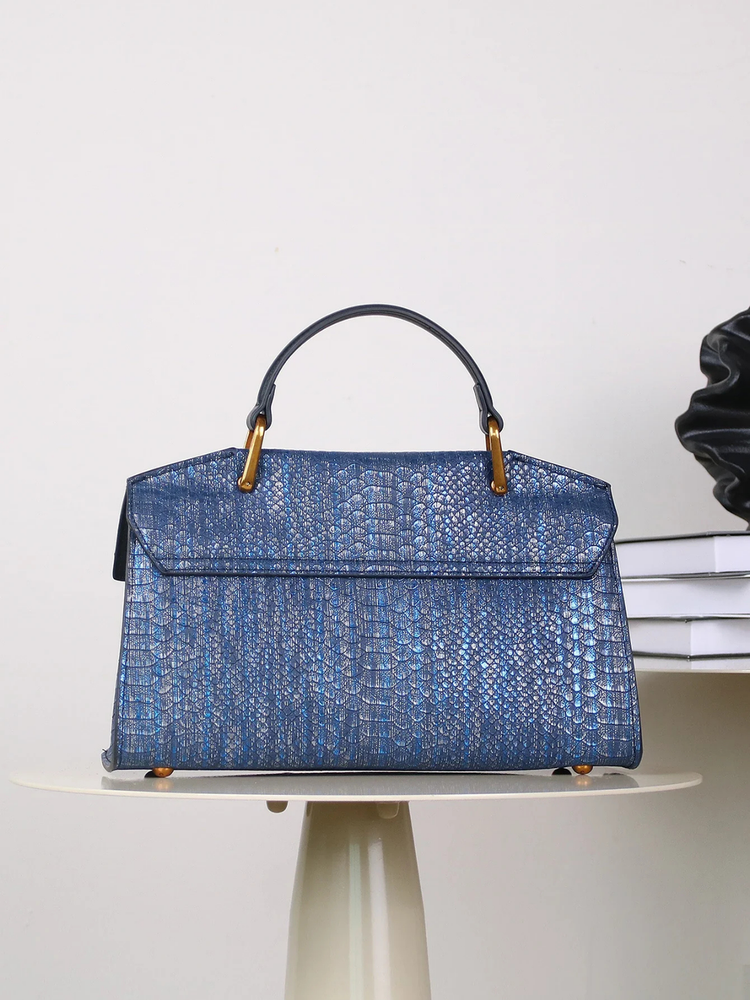 Sienna | Women's Leather Croc-Embossed Top Handle Satchel Bag