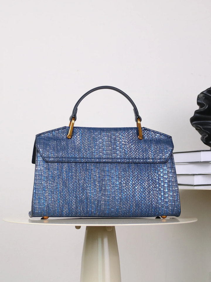 Sienna | Women's Leather Croc-Embossed Top Handle Satchel Bag