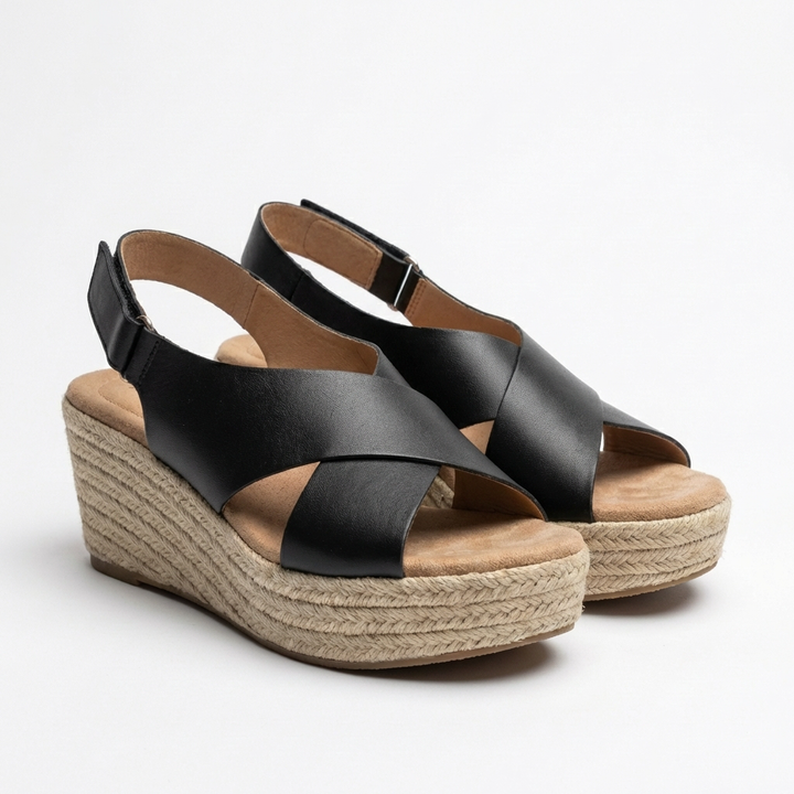 Sienna | Women's Leather Espadrille Wedge Sandals