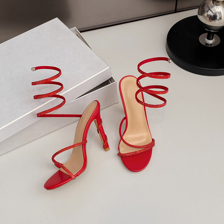 Sienna | Women's Leather Spiral Wrap Stiletto Heels