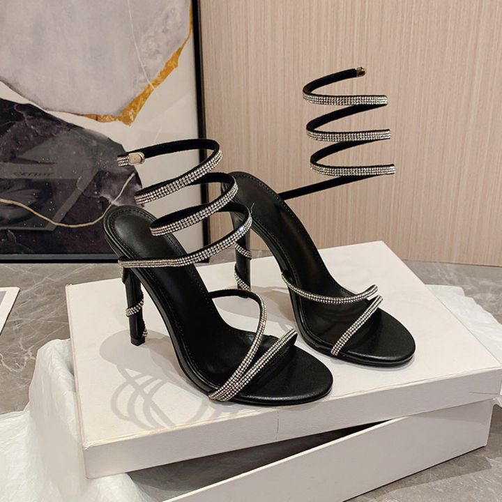 Sienna | Women's Leather Spiral Wrap Stiletto Heels