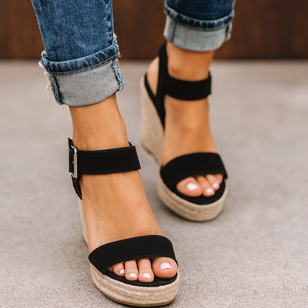 Sienna | Women's Suede Espadrille Wedge Ankle Strap Sandals
