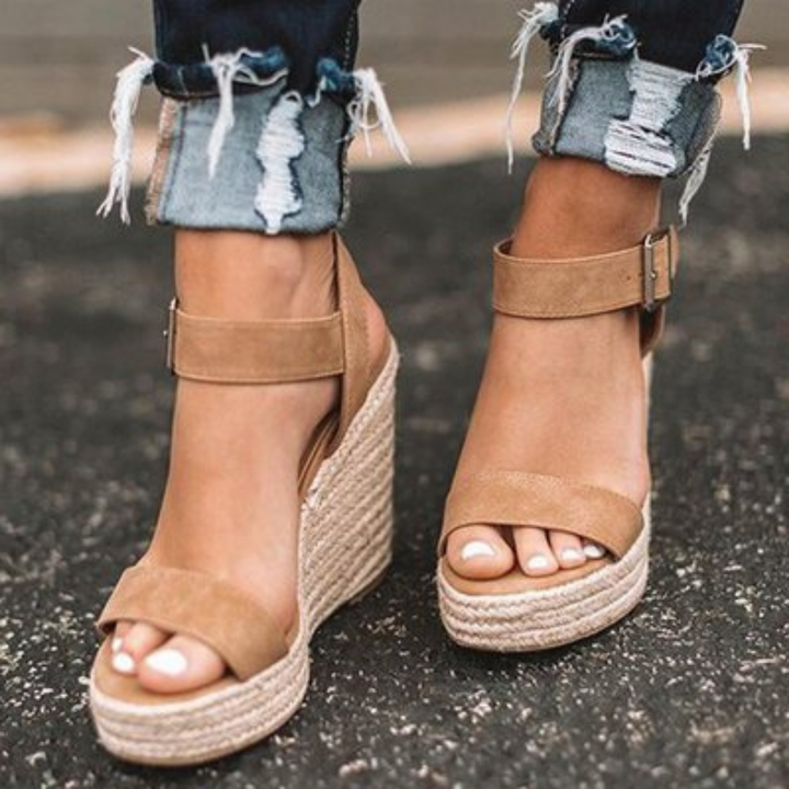 Sienna | Women's Suede Espadrille Wedge Ankle Strap Sandals
