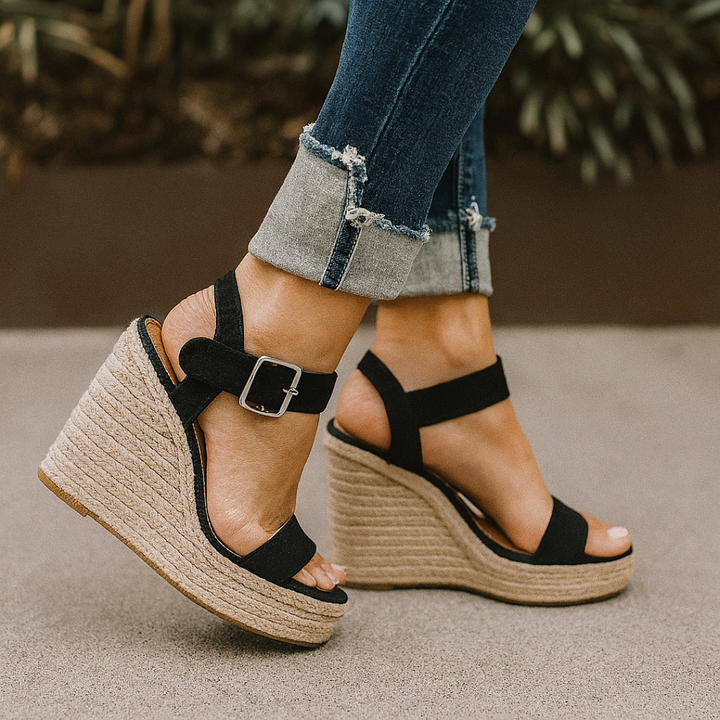 Sienna | Women's Suede Espadrille Wedge Ankle Strap Sandals