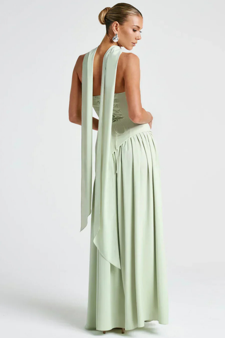 Soleil | Women's Stretch Strapless High Slit Maxi Wedding Guest Dress