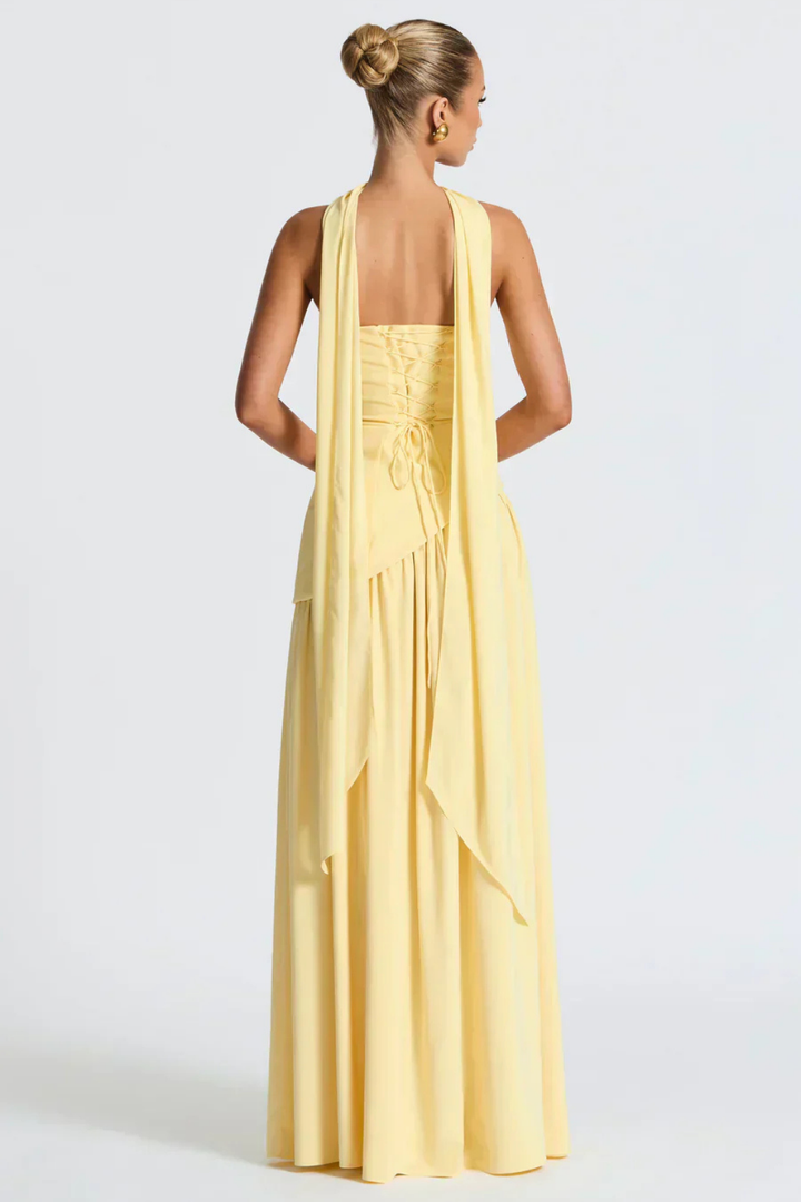 Soleil | Women's Stretch Strapless High Slit Maxi Wedding Guest Dress