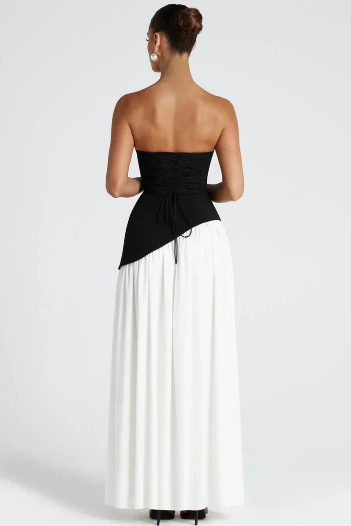 Soleil | Women's Stretch Strapless High Slit Maxi Wedding Guest Dress