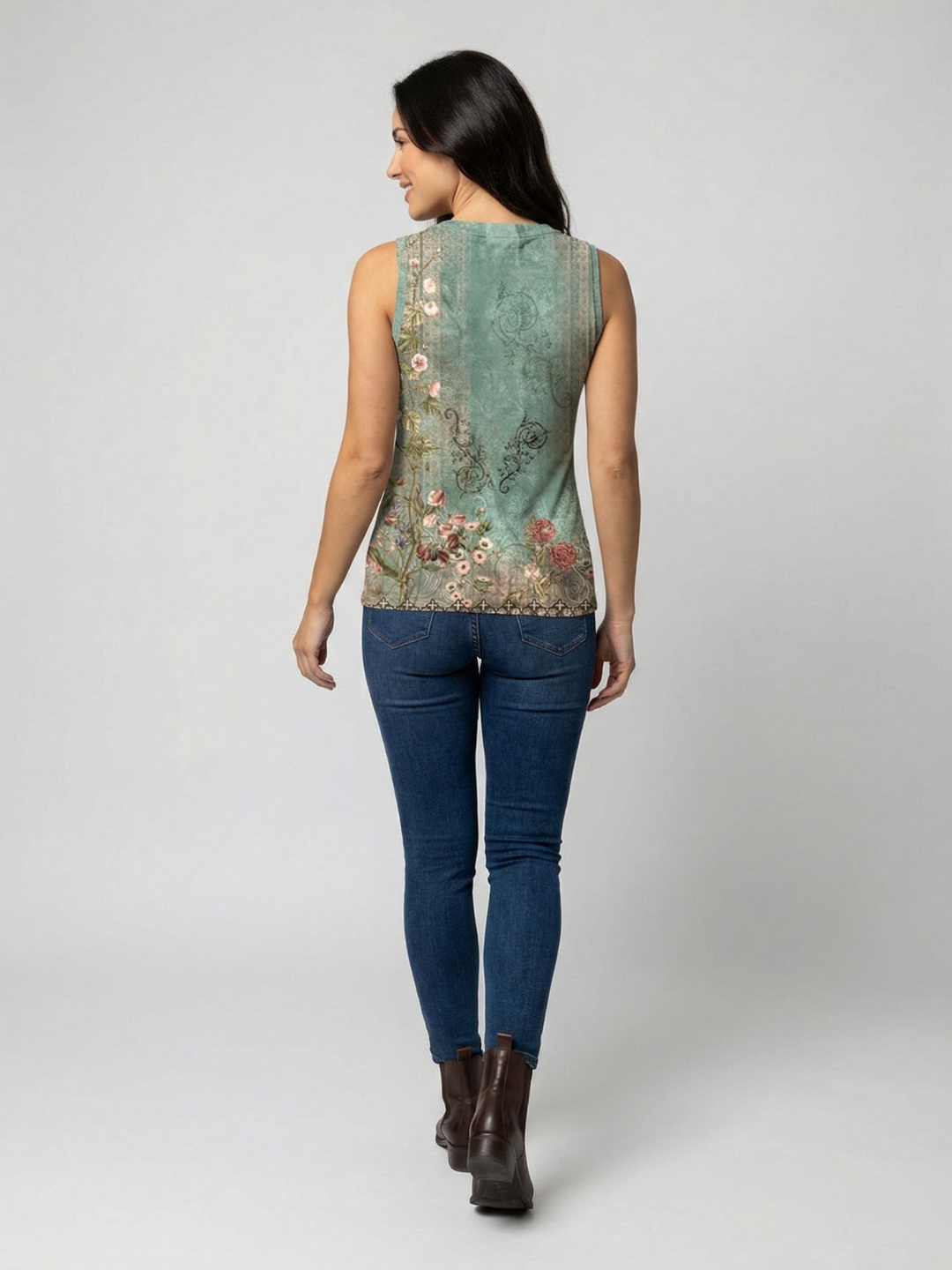 Soraya | Women's Lightweight Floral Print V-Neck Tank Top