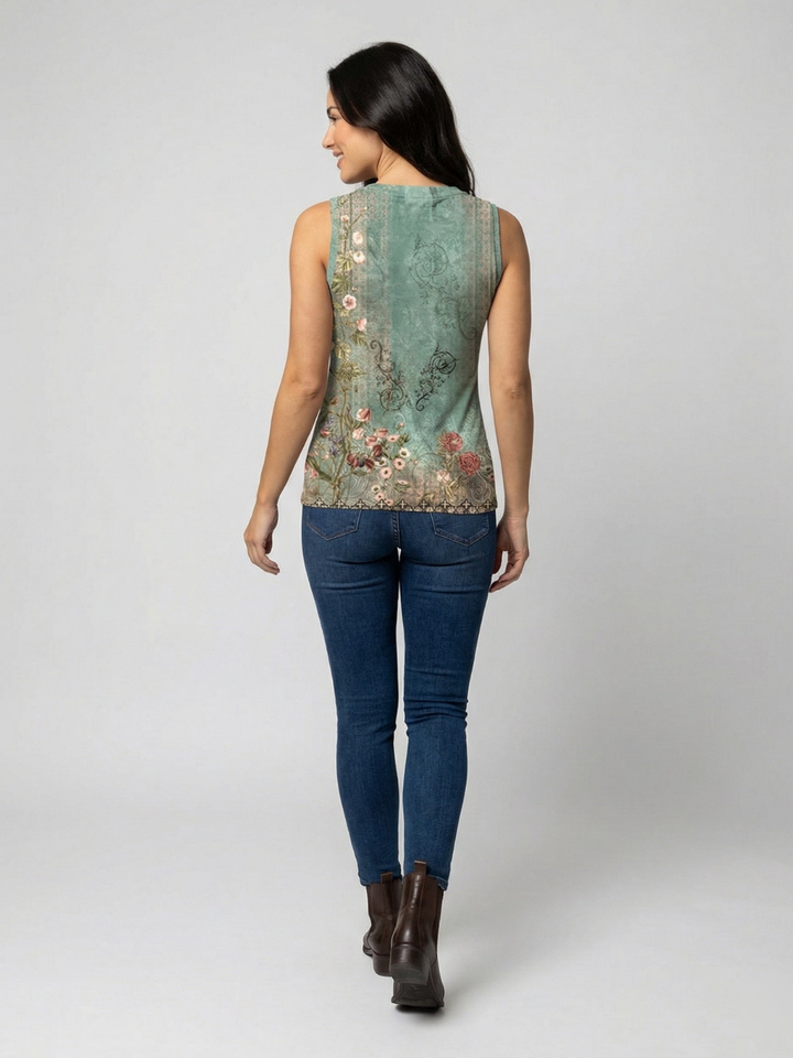 Soraya | Women's Lightweight Floral Print V-Neck Tank Top