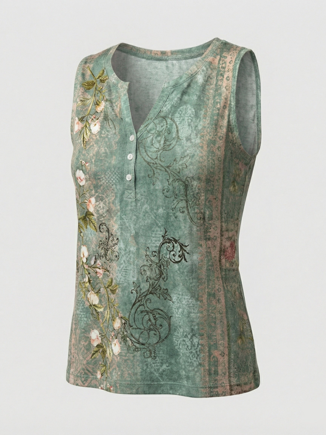 Soraya | Women's Lightweight Floral Print V-Neck Tank Top