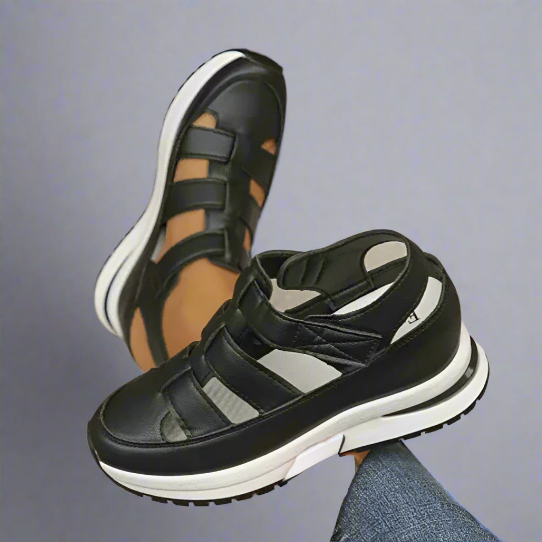 Sutton | Women's Leather Cut-Out Platform Wedge Sandals