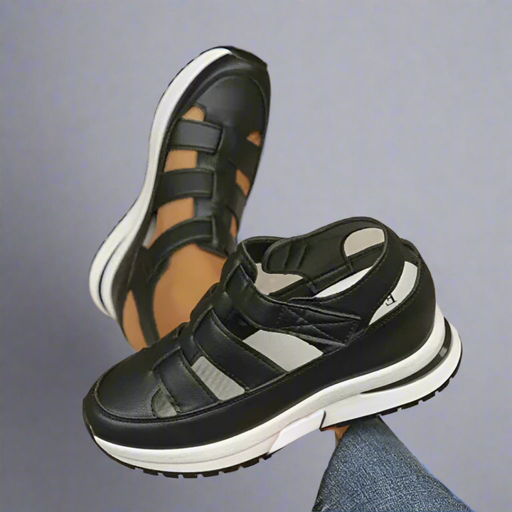 Sutton | Women's Leather Cut-Out Platform Wedge Sandals
