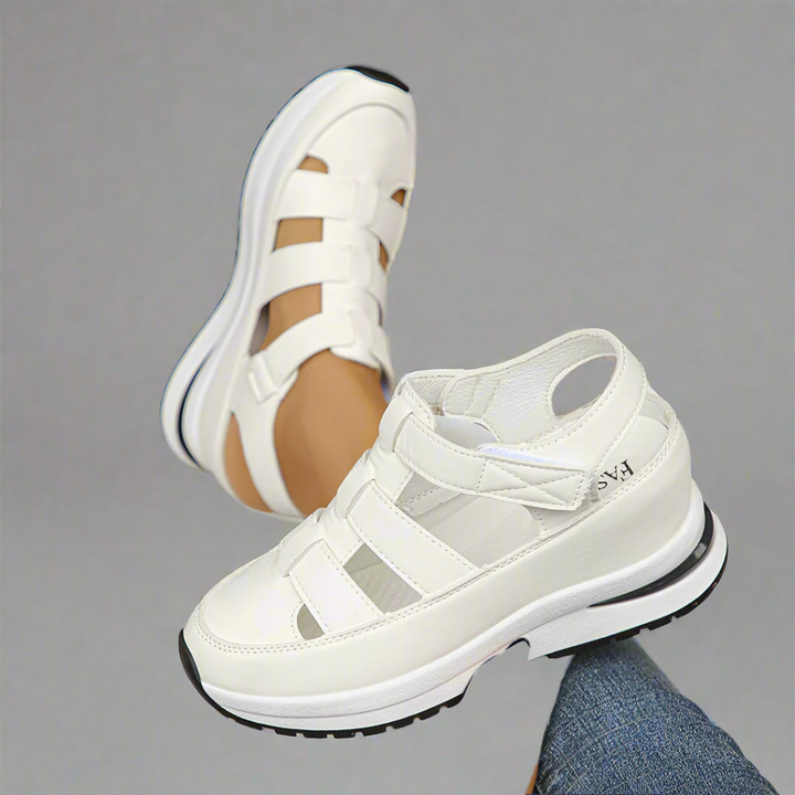 Sutton | Women's Leather Cut-Out Platform Wedge Sandals