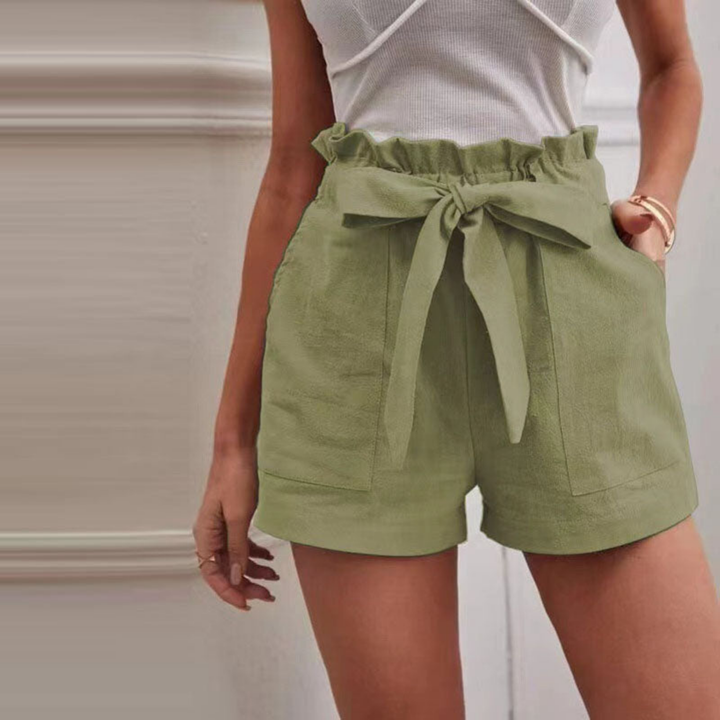 Sutton | Women's Linen Paperbag Waist Bow Tie Shorts