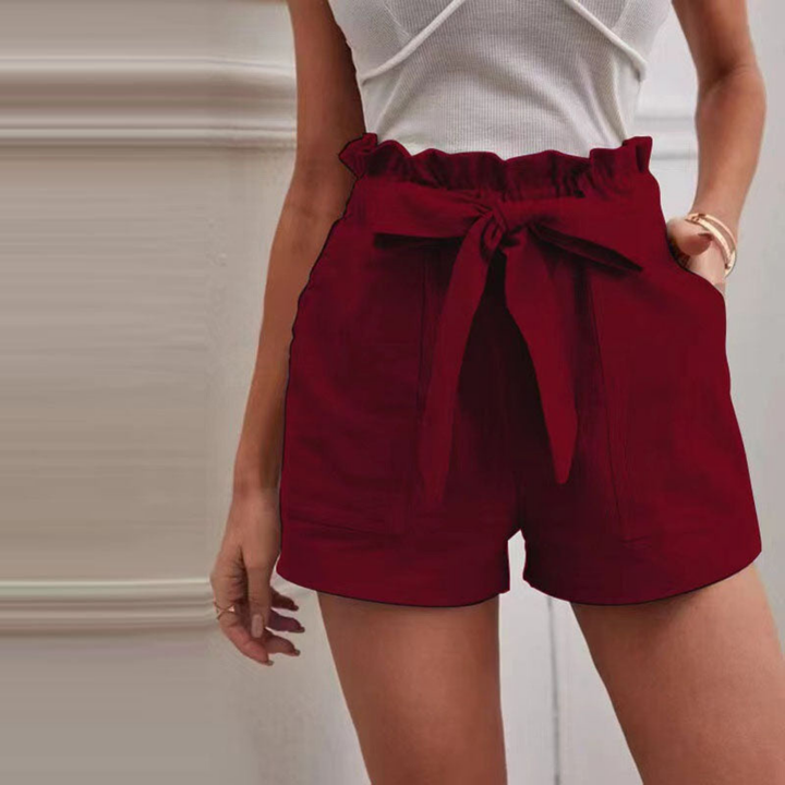 Sutton | Women's Linen Paperbag Waist Bow Tie Shorts