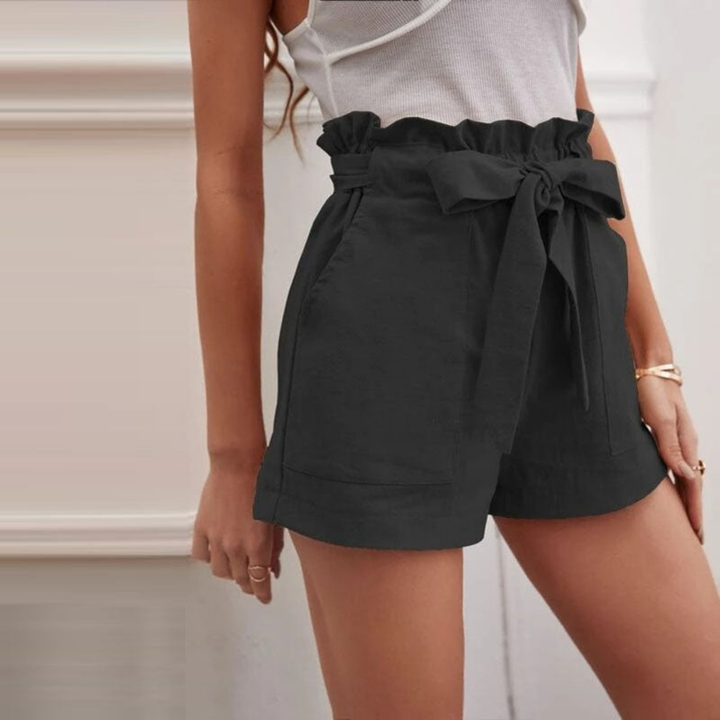Sutton | Women's Linen Paperbag Waist Bow Tie Shorts