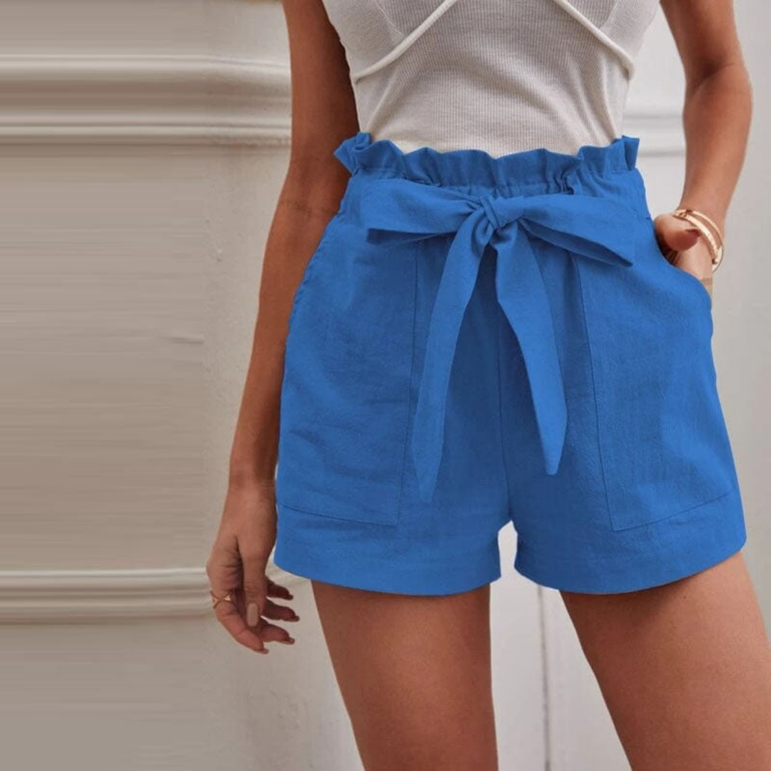 Sutton | Women's Linen Paperbag Waist Bow Tie Shorts
