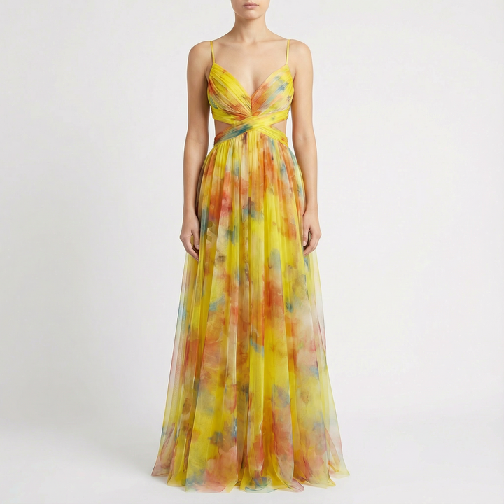 Talia | Women Dress With Watercolour Print | Maxi