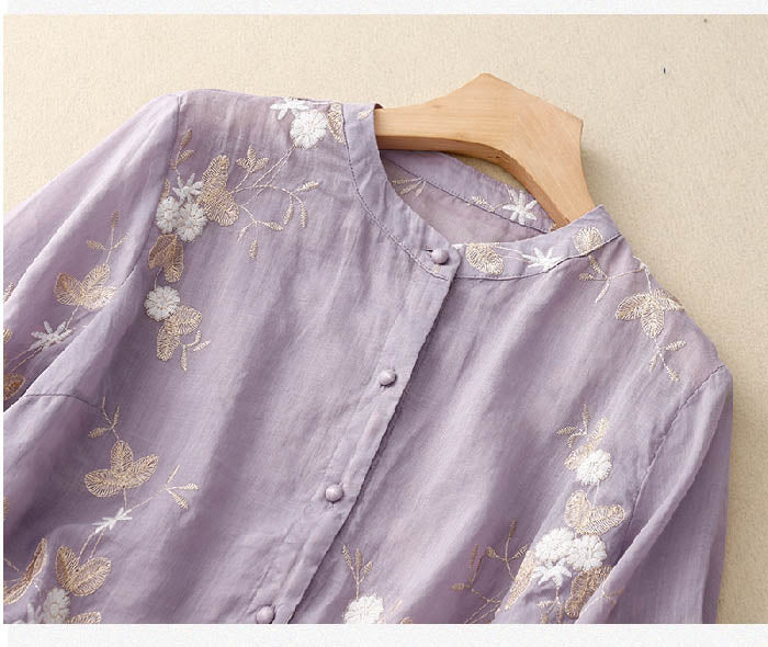 Thea | Women's Chiffon Floral Button Blouse