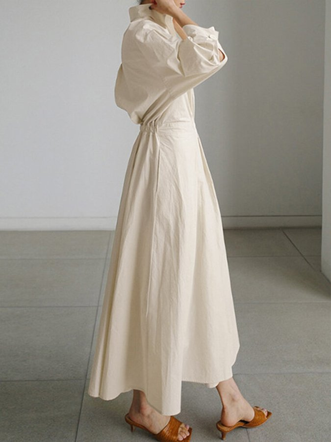 Thea | Women's Linen Collared Twist-Waist Maxi Dress
