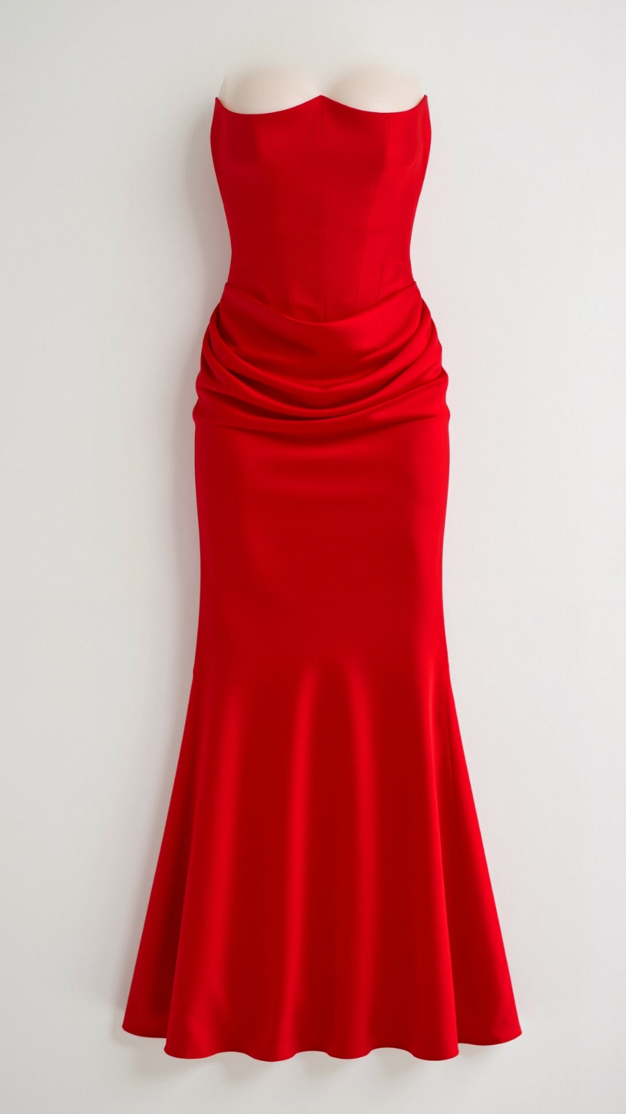 Valentina | Women's Satin Strapless Ruched Maxi Wedding Guest Dress