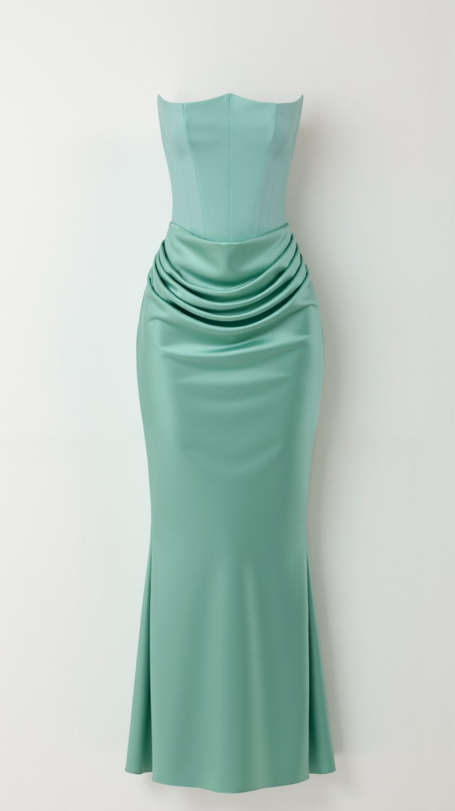 Valentina | Women's Satin Strapless Ruched Maxi Wedding Guest Dress