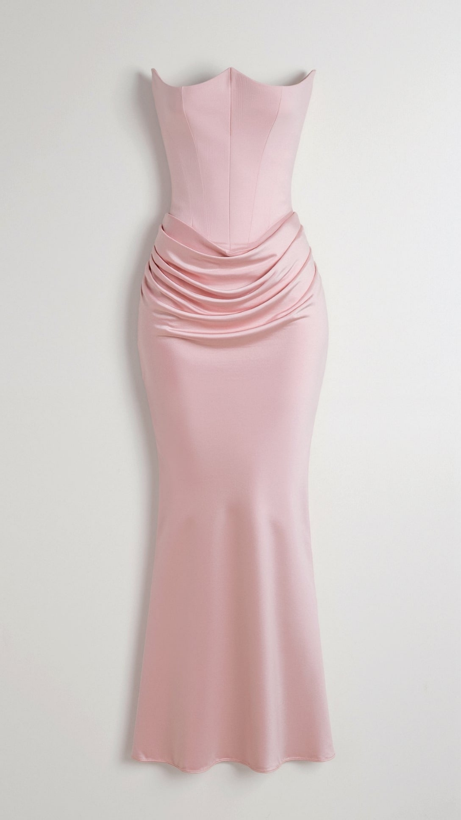 Valentina | Women's Satin Strapless Ruched Maxi Wedding Guest Dress