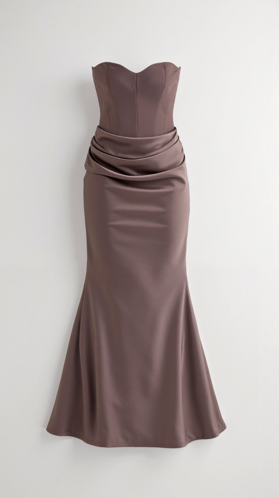 Valentina | Women's Satin Strapless Ruched Maxi Wedding Guest Dress