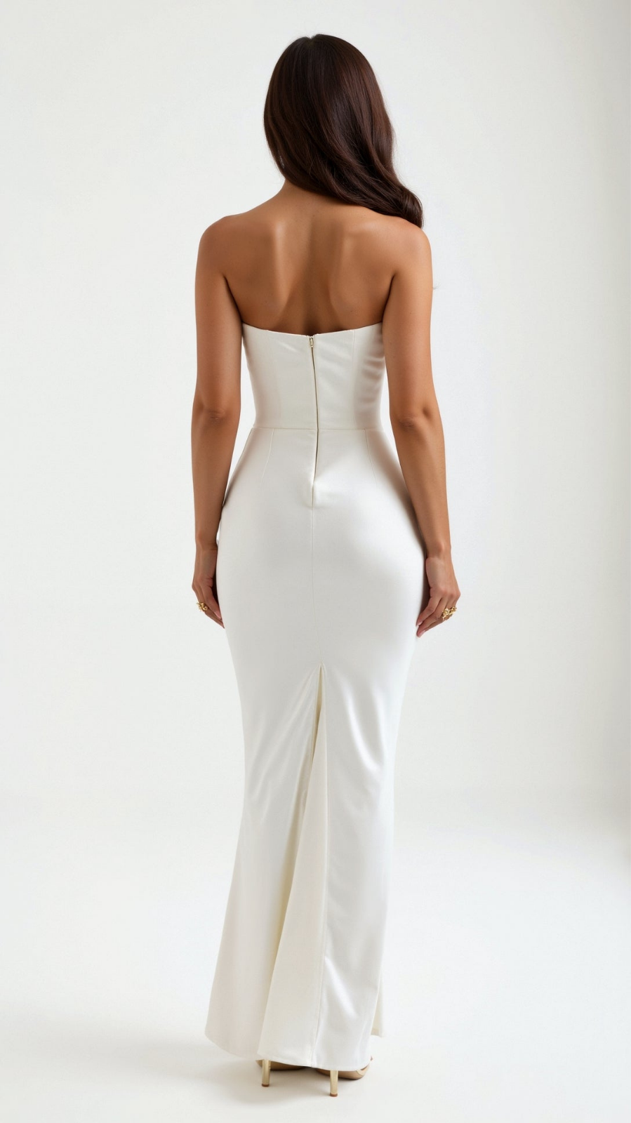 Valentina | Women's Satin Strapless Ruched Maxi Wedding Guest Dress