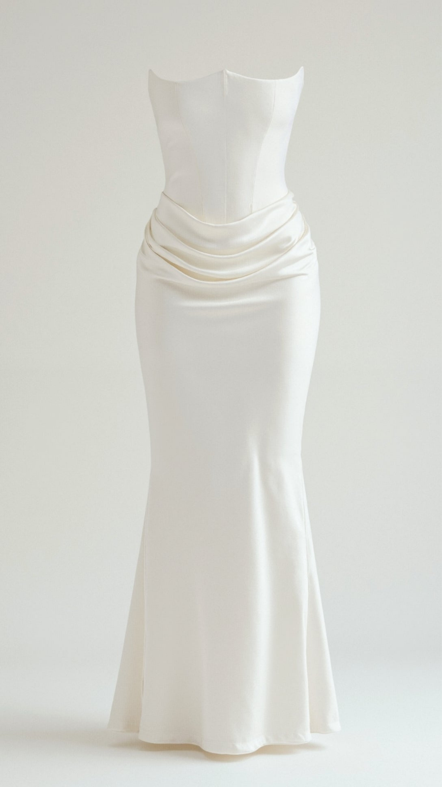 Valentina | Women's Satin Strapless Ruched Maxi Wedding Guest Dress