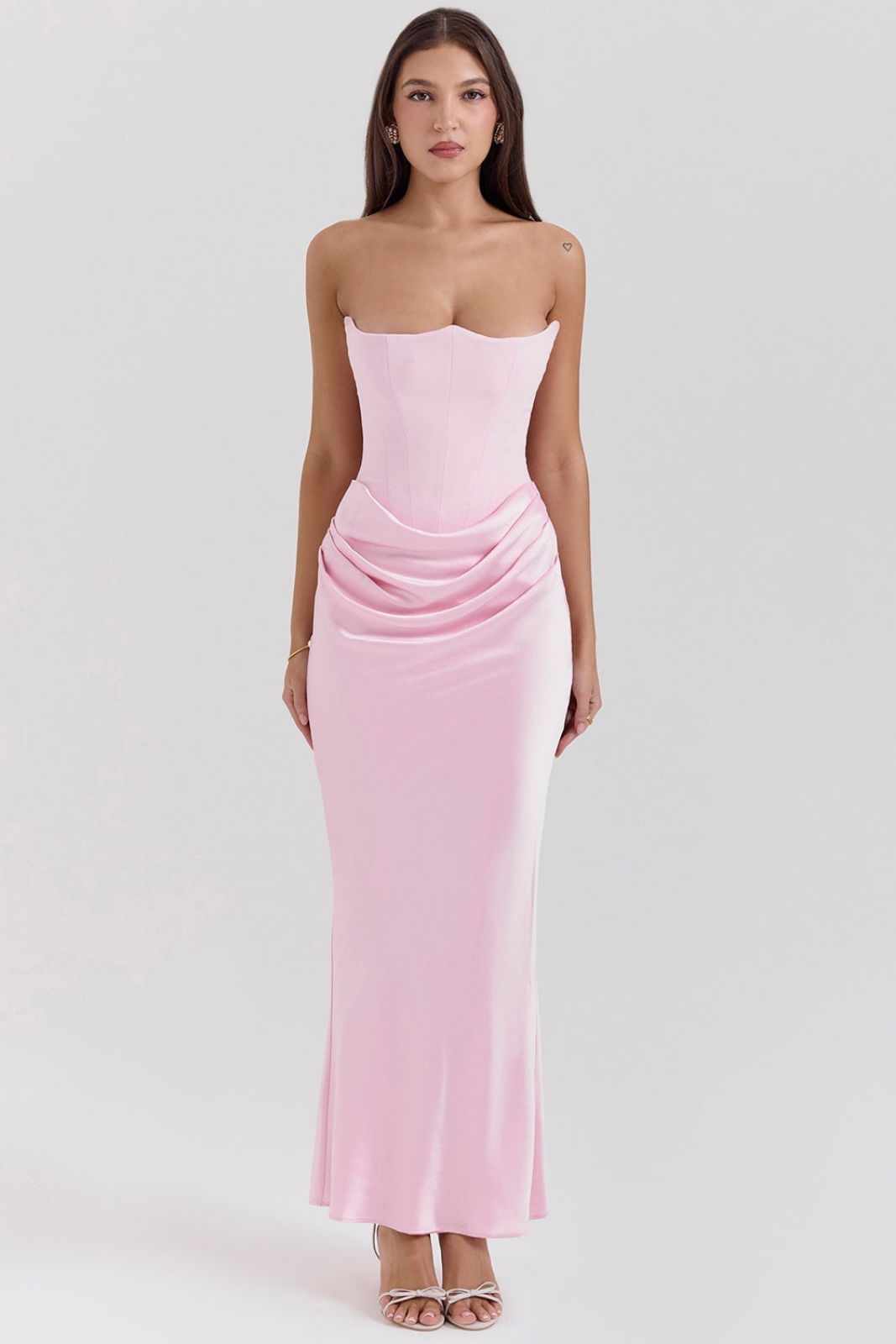 Vivienne | Women's Satin Strapless Corset Maxi Wedding Guest Dress