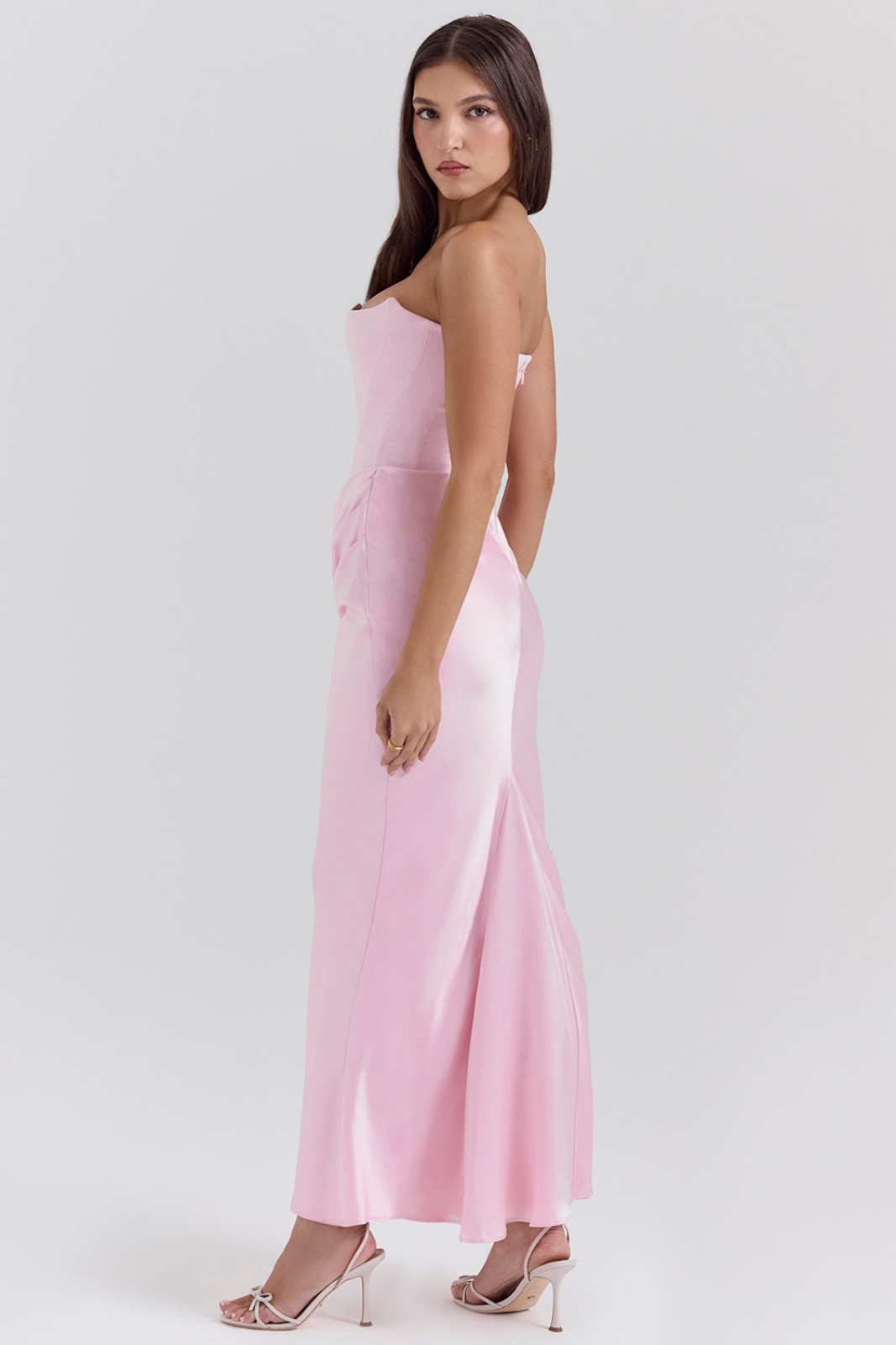 Vivienne | Women's Satin Strapless Corset Maxi Wedding Guest Dress