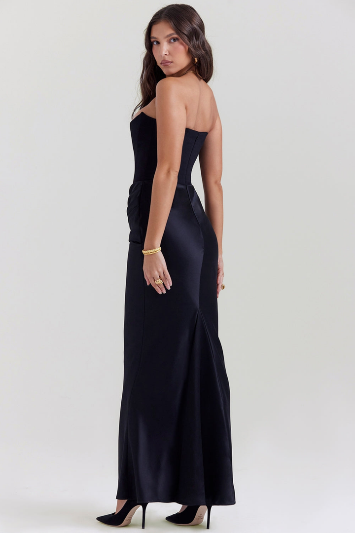 Vivienne | Women's Satin Strapless Corset Maxi Wedding Guest Dress