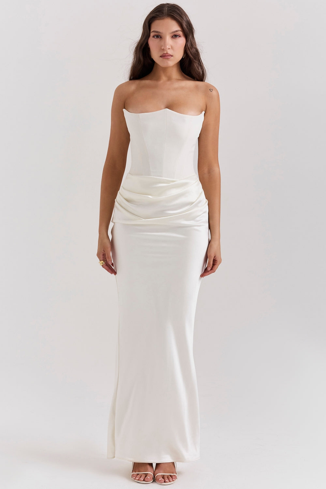 Vivienne | Women's Satin Strapless Corset Maxi Wedding Guest Dress