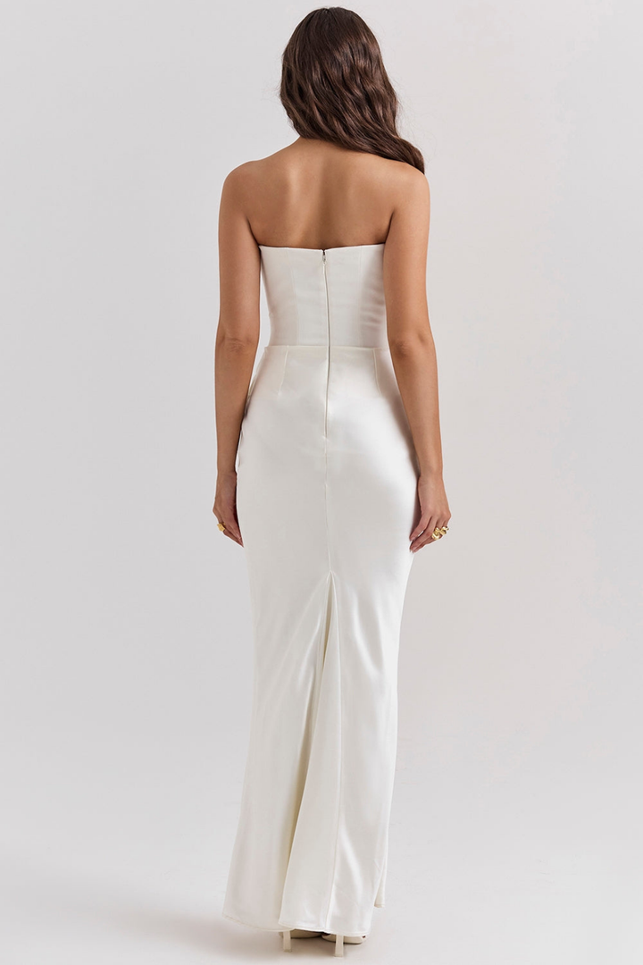 Vivienne | Women's Satin Strapless Corset Maxi Wedding Guest Dress