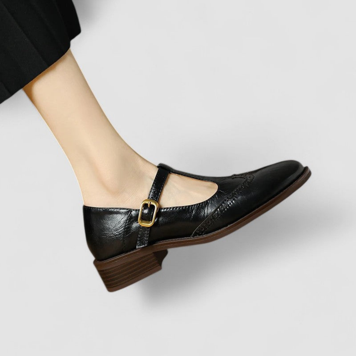 Winifred | Women's Leather Brogue T-Bar Mary Jane Shoes