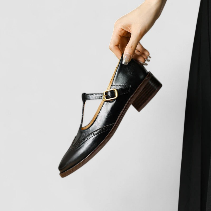 Winifred | Women's Leather Brogue T-Bar Mary Jane Shoes
