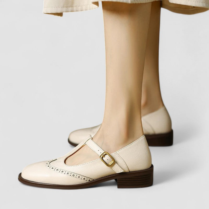 Winifred | Women's Leather Brogue T-Bar Mary Jane Shoes