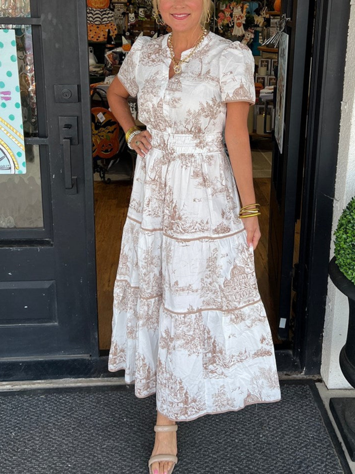 Wren | Women's Lightweight Toile Print Tiered Maxi Dress