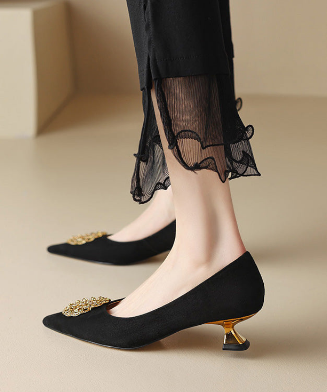 Wren | Women's Suede Pointed Toe Embellished Heels