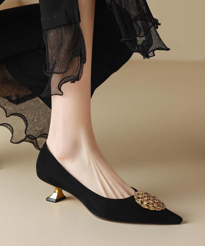 Wren | Women's Suede Pointed Toe Embellished Heels
