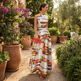Yvette | Women Multicolour Dress With Geometric Print | Maxi